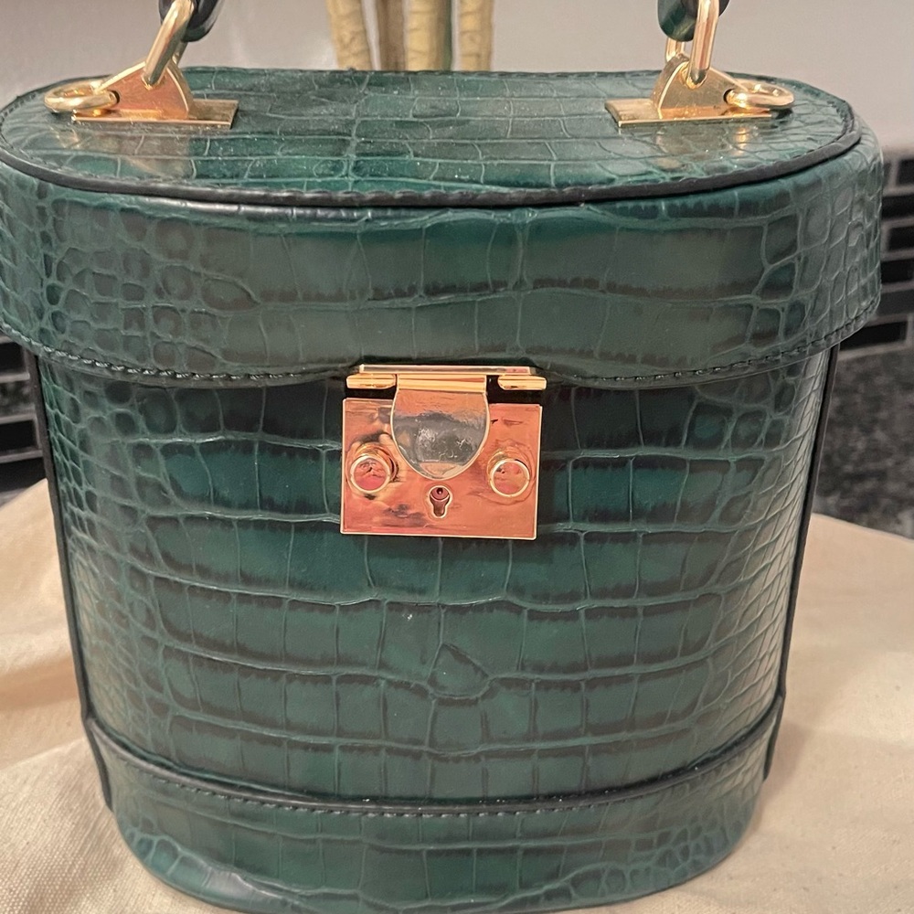 No Boundaries Green and Gold Mini Bag with Croc Texture